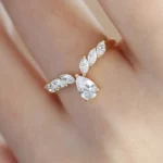 Lane Woods 925 Silver Pear Shape Moissanite Ear Of Wheat Ring