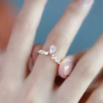 Lane Woods 925 Silver Pear Shape Moissanite Ear Of Wheat Ring
