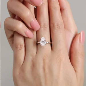 Lane Woods 925 Silver Pear-Shaped Moissanite Solitaire Ring