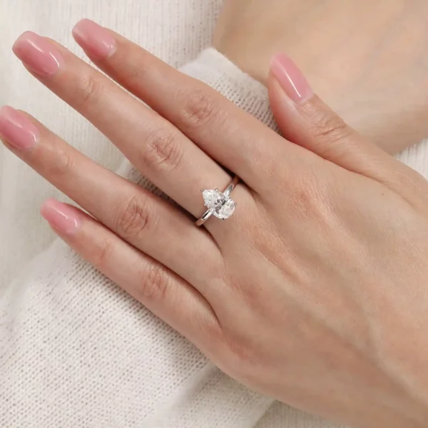 Lane Woods 925 Silver Pear-Shaped Moissanite Solitaire Ring