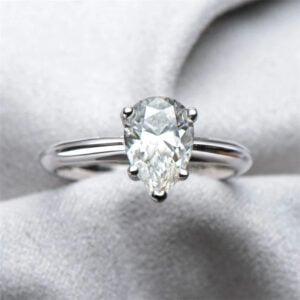 Lane Woods 925 Silver Pear Shaped Promise Engagment Wedding Moissanite Ring