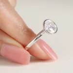 Lane Woods 925 Silver Petite Bezel Set Round Moissanite Solitaire Ring