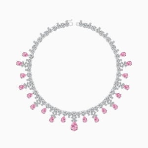 Lane Woods 925 Silver Pink Gemstone Swarovski Zirconia Necklace