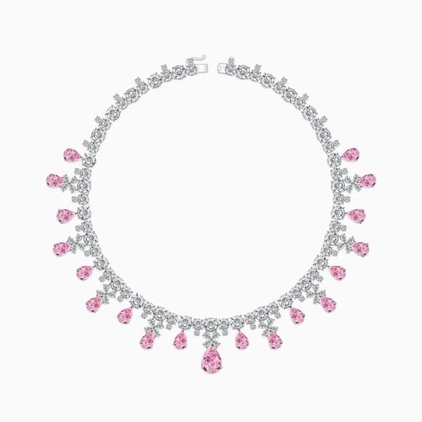 Lane Woods 925 Silver Pink Gemstone Swarovski Zirconia Necklace