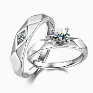 Lane Woods 925 Silver Promise Engagement Wedding Moissanite Matching Rings for Couples