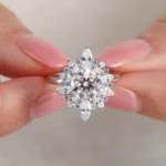 Lane Woods 925 Silver Round Cut Moissanite Antique Engagement Ring