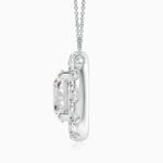 Lane Woods 925 Silver Round Cut Moissanite Halo Necklace