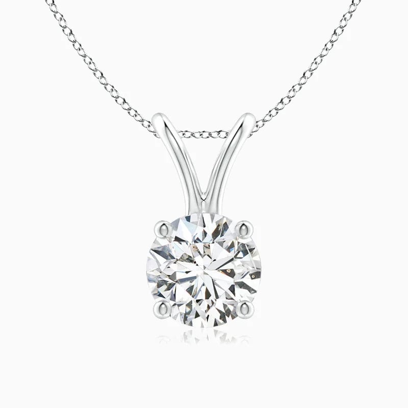 Round Cut Moissanite Solitaire Necklace