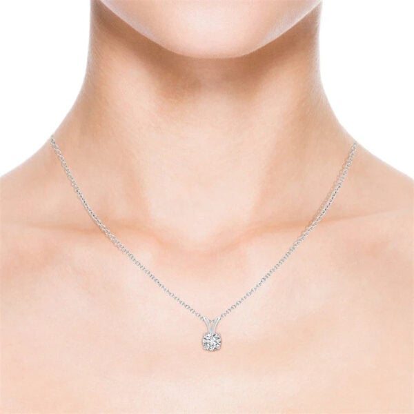 Lane Woods 925 Silver Round Cut Moissanite Solitaire Necklace