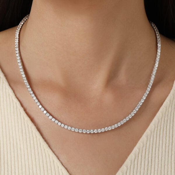 Lane Woods 925 Silver Round Cut Moissanite Tennis Necklace