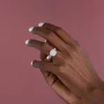 Lane Woods 925 Silver Round Moissanite Halo Bridal Set