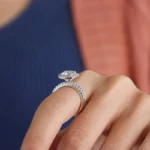 Lane Woods 925 Silver Round Moissanite Halo Bridal Set