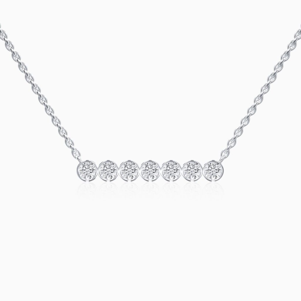 Lane Woods 925 Silver Round Moissanite Solitaire Bezel Necklace