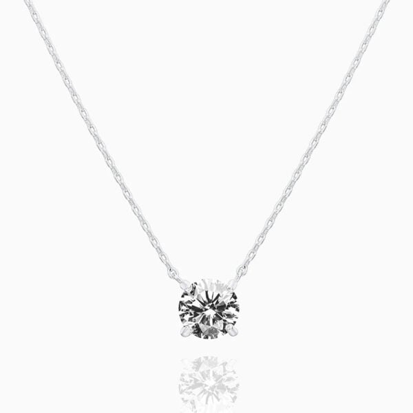 Lane Woods 925 Silver Round Moissanite Solitaire Necklace