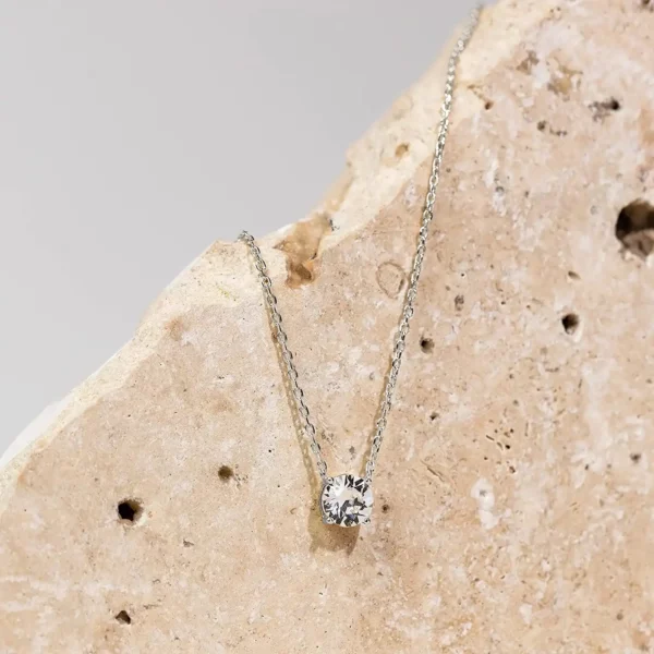 Lane Woods Round Exquisite 4-Prong Moissanite Solitaire Necklace