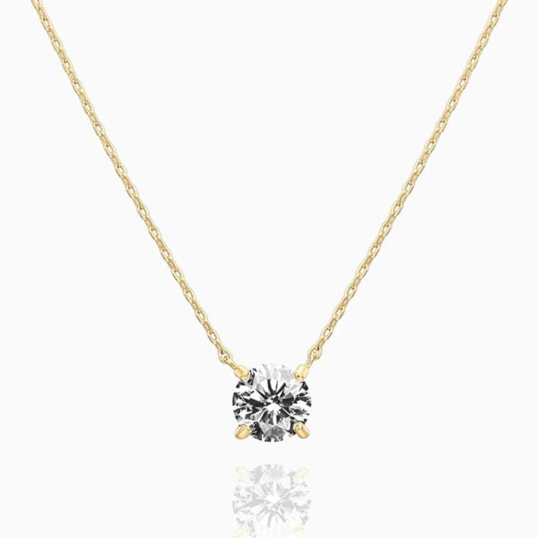 Lane Woods 925 Silver Round Moissanite Solitaire Necklace