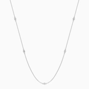 Lane Woods 925 Silver Round Moissanite Station Necklace
