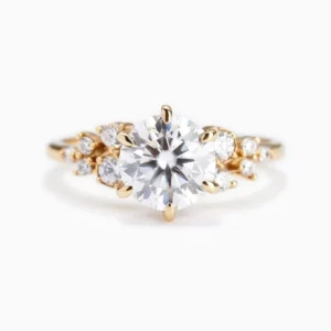 Lane Woods 925 Silver Round Promise Engagement Wedding Moissanit Ring With Side Accents Floral Style