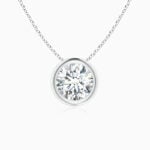 Lane Woods 925 Silver Round Solitaire Moissanite Bezel Necklace