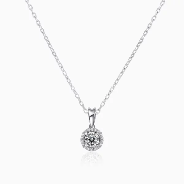 Lane Woods 925 Silver Round Solitaire Moissanite Necklace