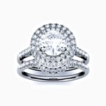 Lane Woods 925 Silver Round Solitaire Pave With Side Stones Moissanite Ring