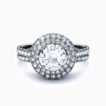 Lane Woods 925 Silver Round Solitaire Pave With Side Stones Moissanite Ring