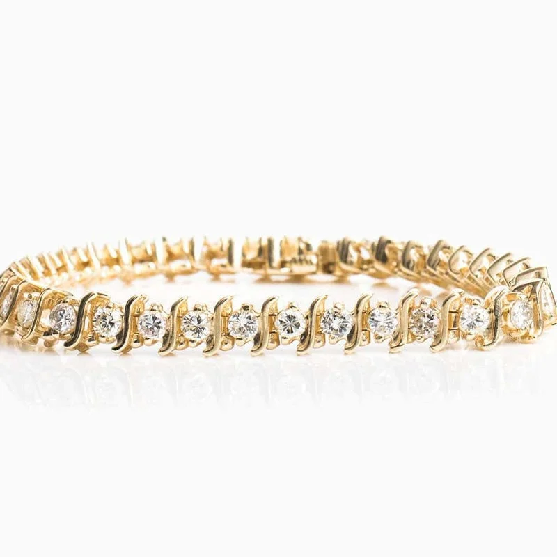 Moissanite S-Link Tennis Bracelet In Gold Plated