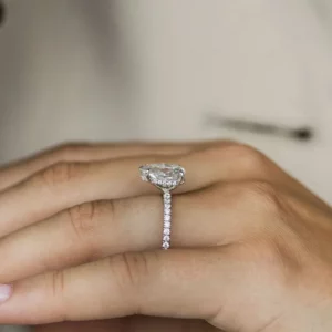 Lane Woods 925 Silver Serena Pear Moissanite Ring With Pavé Accent