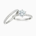 Lane Woods 925 Silver Six Pound Round Bridal Set Moissanite Ring