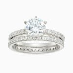 Lane Woods 925 Silver Six Pound Round Bridal Set Moissanite Ring
