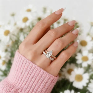 LaneWoods Six Prong Marquise Shaped Moissanite Ring