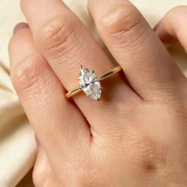 LaneWoods Six Prong Marquise Shaped Moissanite Ring