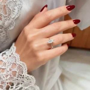 LaneWoods Six Prong Marquise Shaped Moissanite Ring