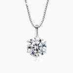 Lane Woods 925 Silver Six Prong Round Cut Moissanite Necklace