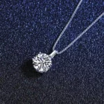 Lane Woods Six Prong Round Cut Moissanite Necklace
