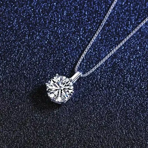 Lane Woods Six Prong Round Cut Moissanite Necklace