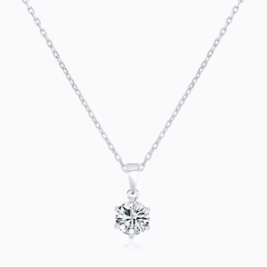Lane Woods 925 Silver Six Prong Round Moissanite Necklace