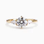 Lane Woods 925 Silver Six Prong Round Solitaire With Two Side Stones 1 Carat