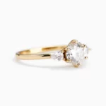 Lane Woods 925 Silver Six Prong Round Solitaire With Two Side Stones 1 Carat