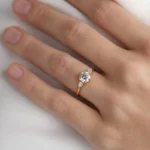 Lane Woods 925 Silver Six Prong Round Solitaire With Two Side Stones 1 Carat