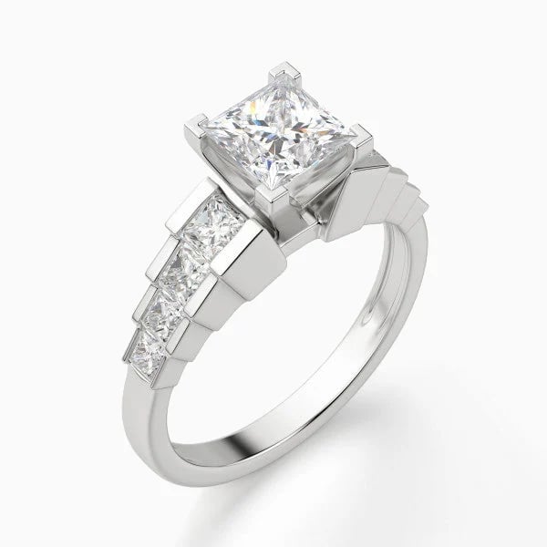 Lane Woods 925 Silver Square Princess Cut Wedding Moissanite Ring
