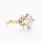 Lane Woods 925 Silver Floral Style Moissanite Ring With Side Accents
