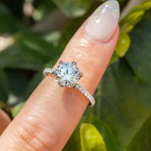 Lane Woods 925 Silver Stephanie Round Moissanite Accents Ring