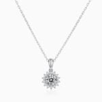 Lane Woods 925 Silver Sunflower Round Moissanite Necklace