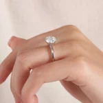 Lane Woods 925 Silver Tatum Round Moissanite Solitaire Ring