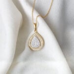 Lane Woods 925 Silver Teardrop Moissanite Halo Necklace