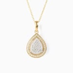 Lane Woods 925 Silver Teardrop Moissanite Halo Necklace