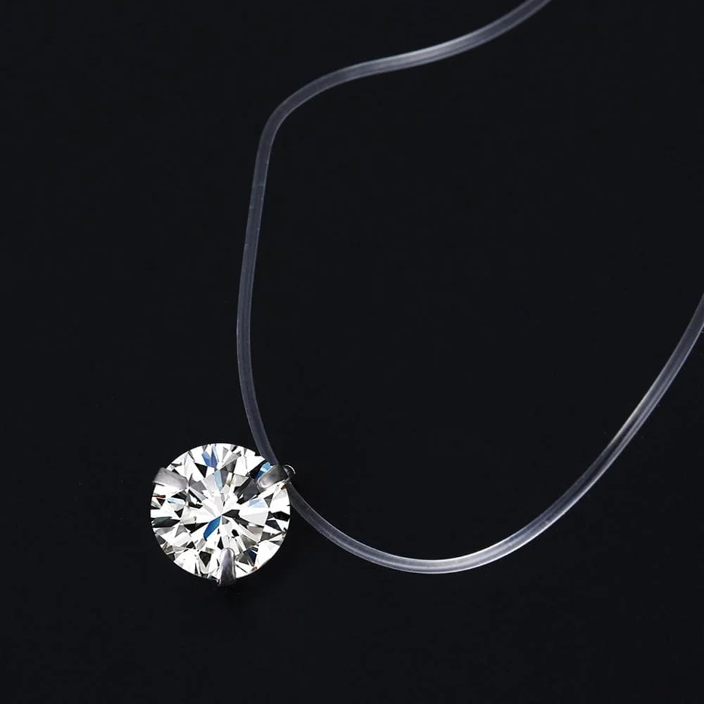 Three Prongs Round Moissanite Necklace