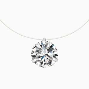 Lane Woods 925 Silver Three Prongs Round Moissanite Necklace