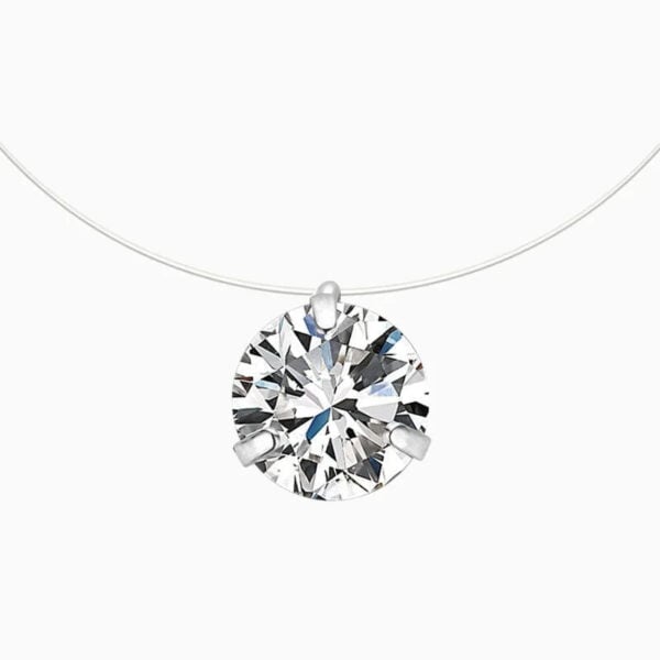 Lane Woods 925 Silver Three Prongs Round Moissanite Necklace